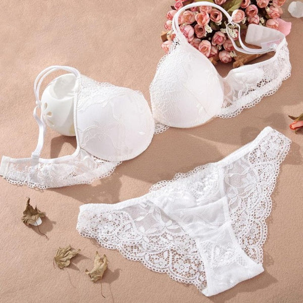 Women Underwear Sexy Push Up Lace Floral Bra Set Embroidery Underwear Attractive Designed