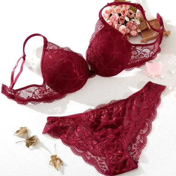 Women Underwear Sexy Push Up Lace Floral Bra Set Embroidery Underwear Attractive Designed