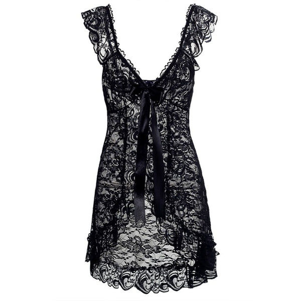 2017 New Sexy  White Plus Size Lace Women Sexy Front Open Nighty Chemise Sleepwear Sleep skirt