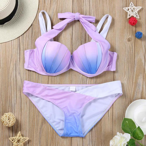 Women Bikini Set Swimwear Push-Up Padded Solid Bra Swimsuit