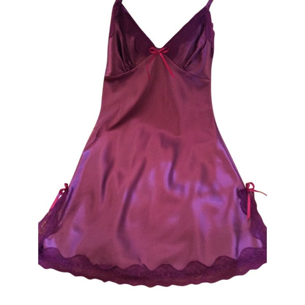 Nightgown Women Silk Satin Night Dress Sleeveless Nighties V-neck Nightdress Lace Sleepwear Nightwear