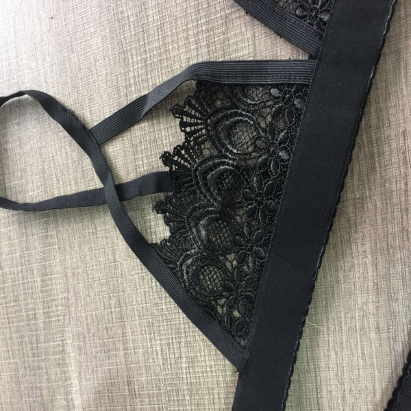 Women Lingerie Corset Lace Bandage Push Up Top Bra+Pants Underwear Set L