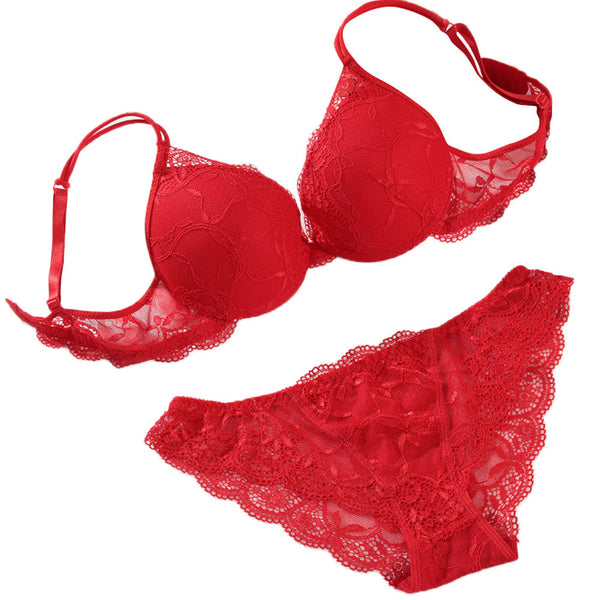 Women Push Up Lace Padded Bra Set Embroidery Underwear BG/32A