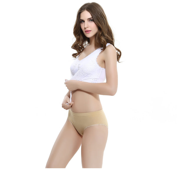 Women Push Up Wire Free Padded Anti-shock Sweat Lace Sports Bra BK L