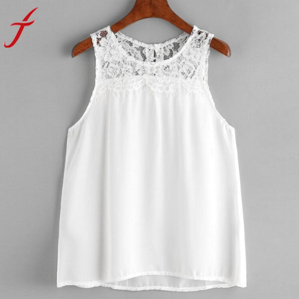 Sexy White Tank Tops 2017 Summer Women Sleeveless Crop Tops Vest Backless Halter Tank Tops O-Neck Blusa Sexy lace T-Shirt