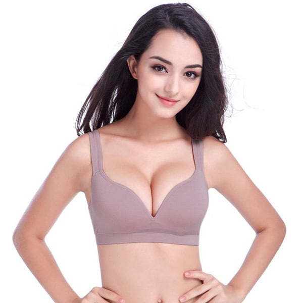 Women's Wireless Seamless Deep V Push-up Sports Bra