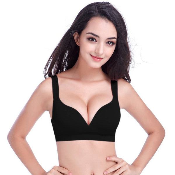 Women's Wireless Seamless Deep V Push-up Sports Bra
