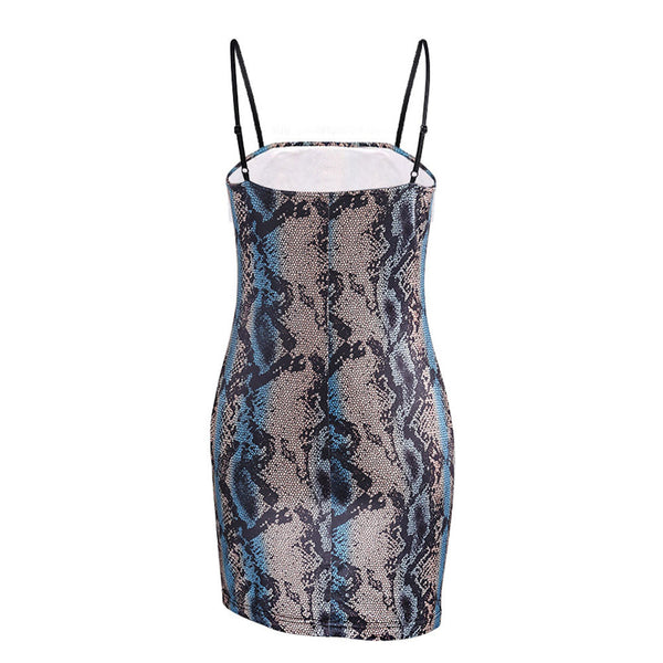 Sexy Women Dress Straped Bodycon Sleeveless Printed Evening Party Dress