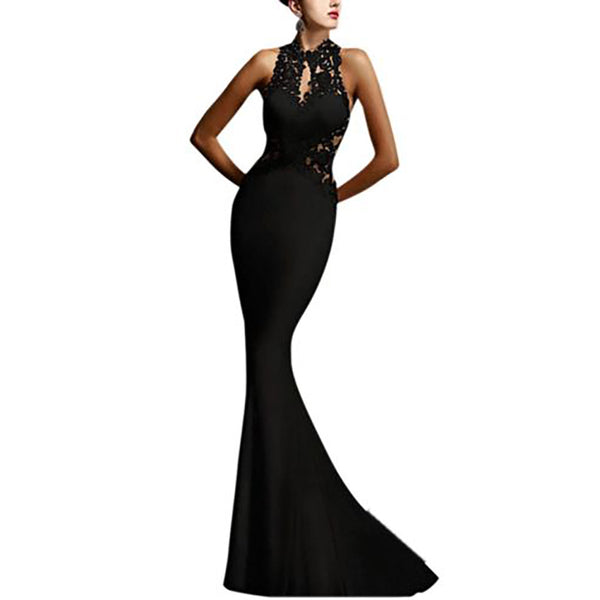 2018 Sexy Sleeveless Lady Dress Wedding Bridesmaid Long Formal Party Backless Lace Dress Mermaid Party Dress Vestidos Robe