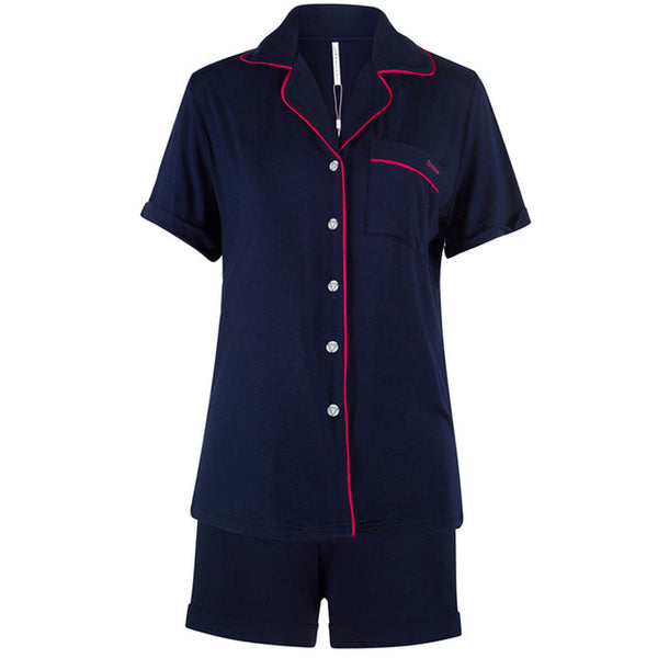 Ekouaer Casual Pajama Sets Women Sleepwear Solid Tops Shorts Set Simple Lounge Summer Pajamas Set Nightwear Suit Female Nighties