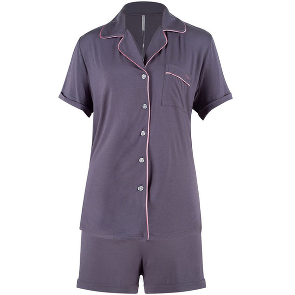Ekouaer Casual Pajama Sets Women Sleepwear Solid Tops Shorts Set Simple Lounge Summer Pajamas Set Nightwear Suit Female Nighties