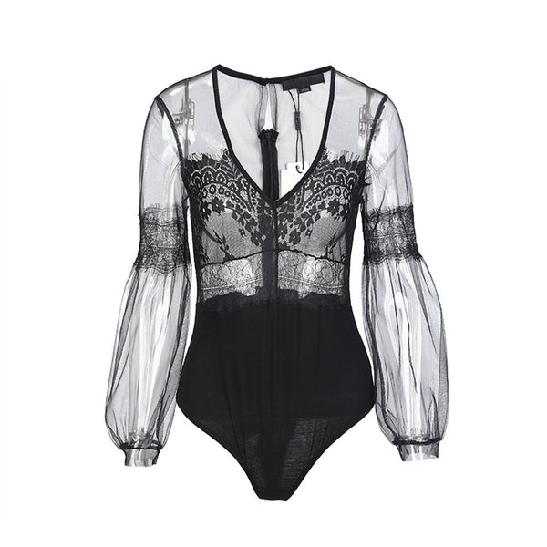 Women's Sexy Lace See Through Jumpsuit