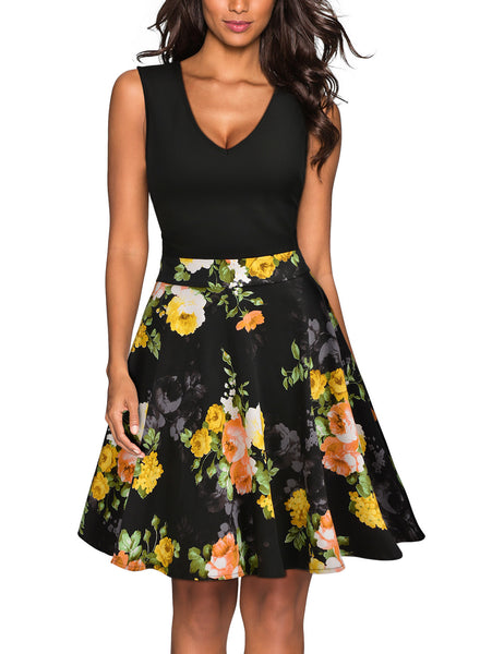 Casual Flare Floral Summer Party Mini Dress